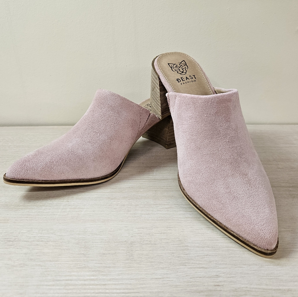 Beast Fashion | Size 9 | Blush Pink Suede Mule Heels